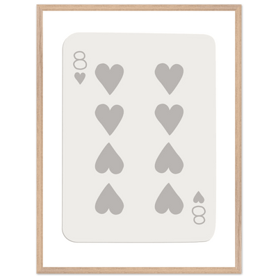 Minimalist Eight of Hearts Poker Card Print - Mounted Framed Eco-Friendly Wood Art - Vibrantwalls