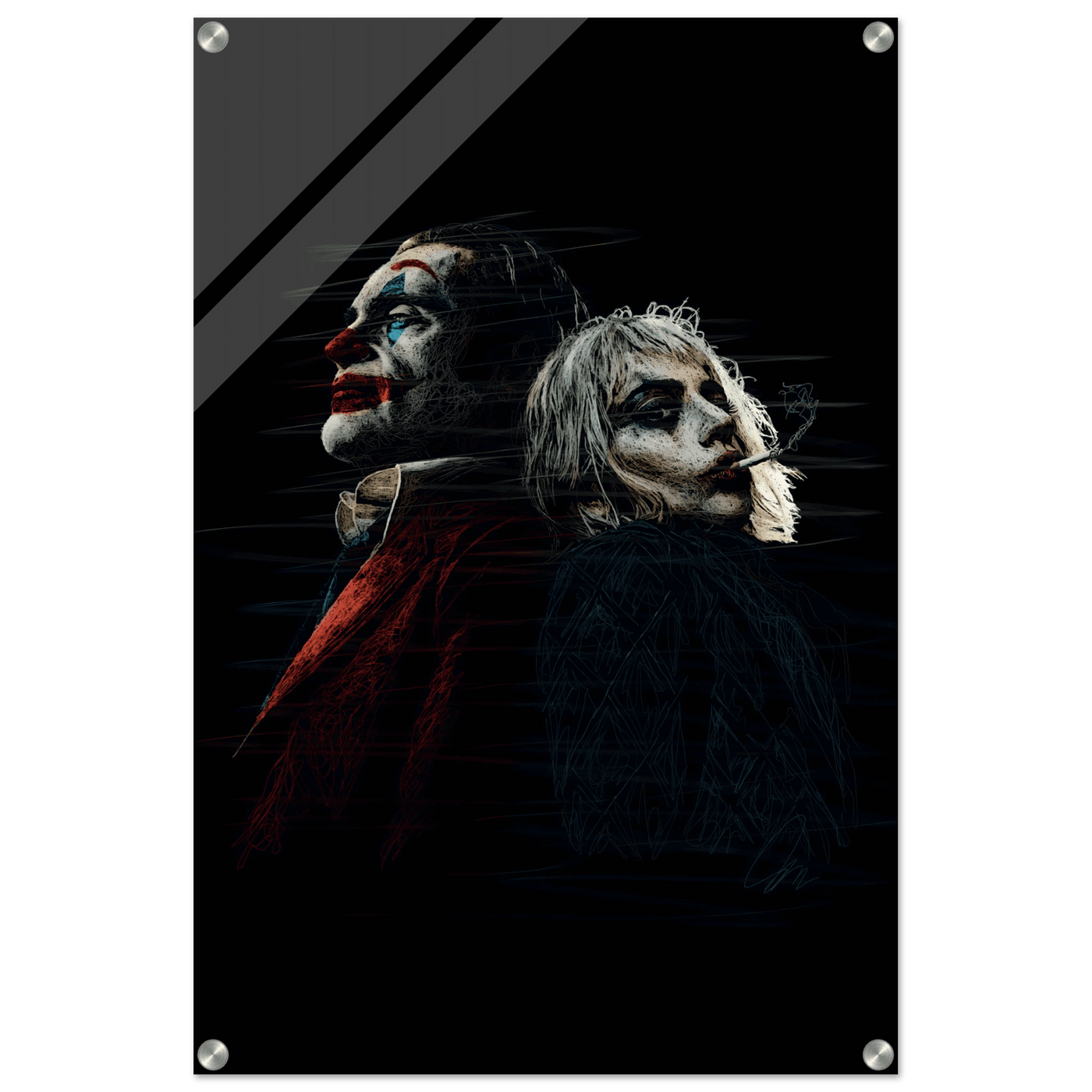 Joker & Harley Quinn Inspired Acrylic Print – Dark, Edgy, Modern Pop Art for Your Space - Vibrantwalls