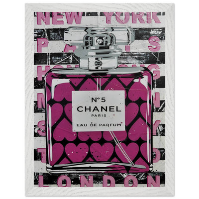 Chanel No. 5 Pink Hearts Pop Art Print in Premium Mounted Frame - Vibrantwalls