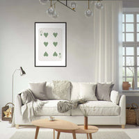 Minimalist Six of Hearts Poker Card Print - Mounted & Framed Art in Eco-Friendly Wood, Choose Your Size & Frame - Vibrantwalls