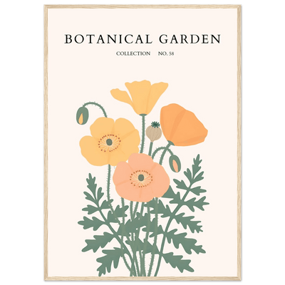 Botanical Garden Poppy Framed Poster – Warm Hues & Nature Art Print | Ready-to-Hang Floral Decor - Vibrantwalls