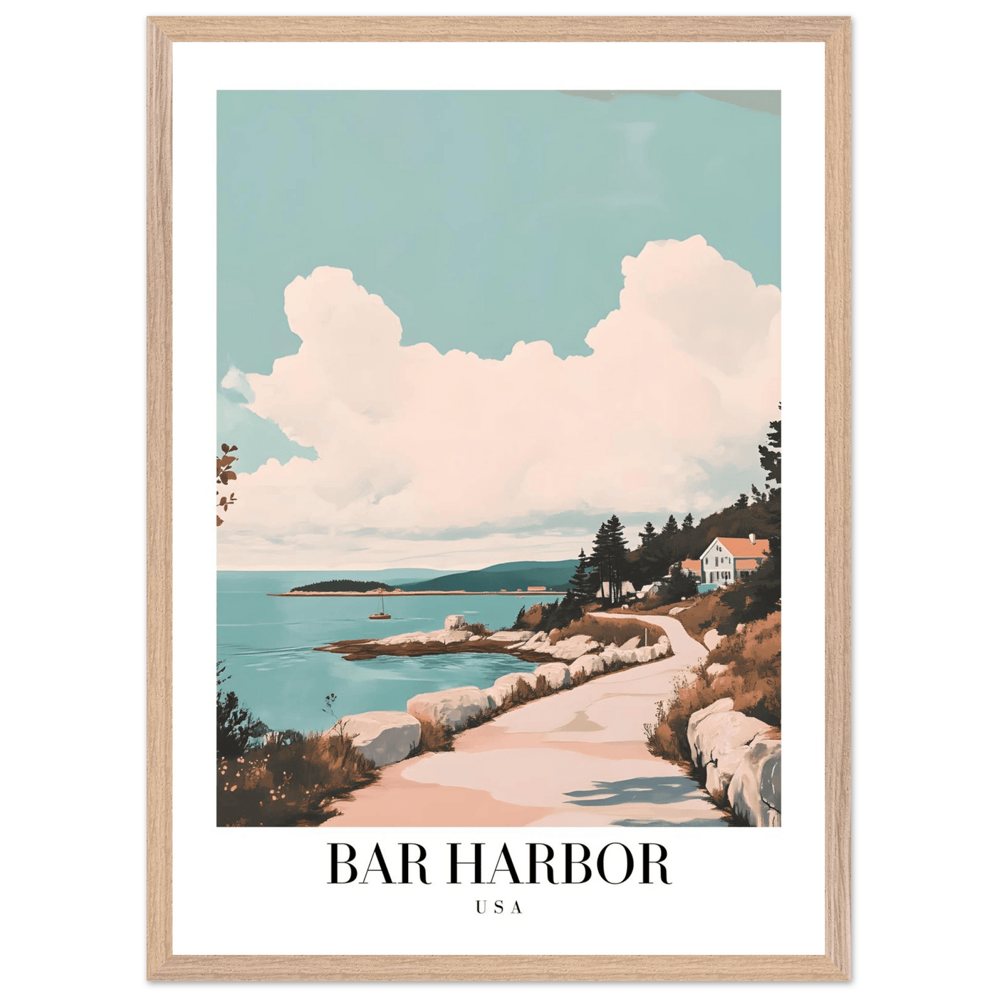 Bar Harbor Maine Framed Poster – Coastal Charm Wall Art with Wooden Frame - Vibrantwalls