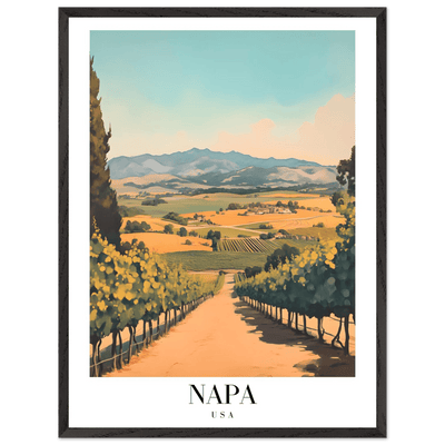 Napa Valley Vineyard Framed Poster – Vintage Travel Wall Art with Wooden Frame - Vibrantwalls