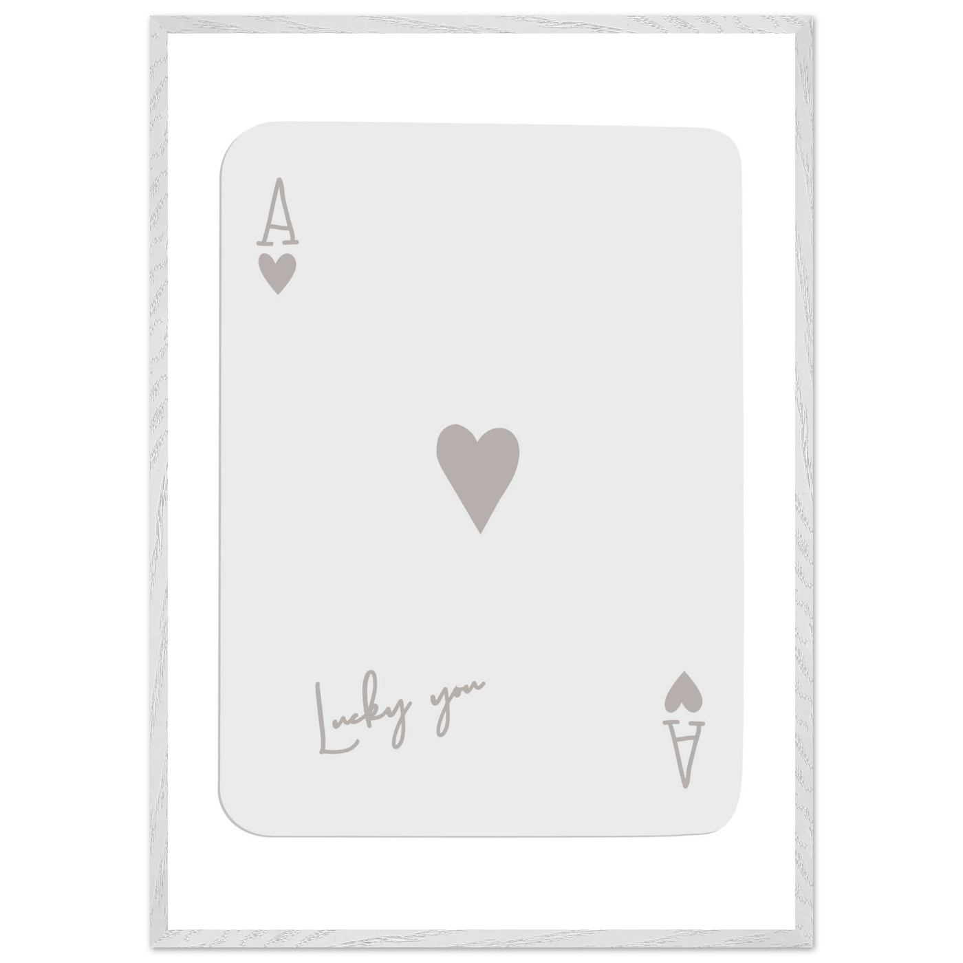 Minimalist Ace of Hearts Poker Card Print - Lucky You Wall Art, Eco-Friendly Wood Frame Poster - Vibrantwalls