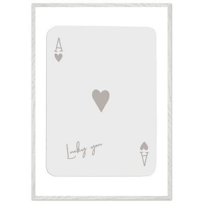 Minimalist Ace of Hearts Poker Card Print - Lucky You Wall Art, Eco-Friendly Wood Frame Poster - Vibrantwalls