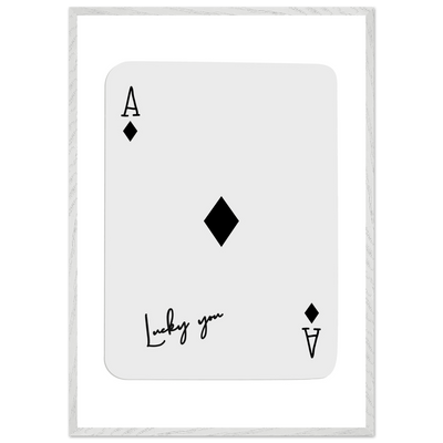 Lucky You Ace of Diamonds Poker Card Print - Mounted Framed Poster Art, Eco-Friendly Wood Frame in Your Choice of Style - Vibrantwalls