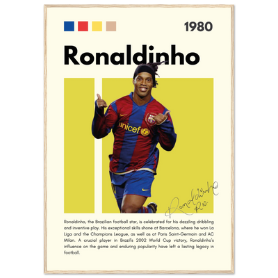 Ronaldinho Barcelona Football Legend Framed Brazil Poster 70x100 cm 28x40″ Wood frame Vibrantwalls
