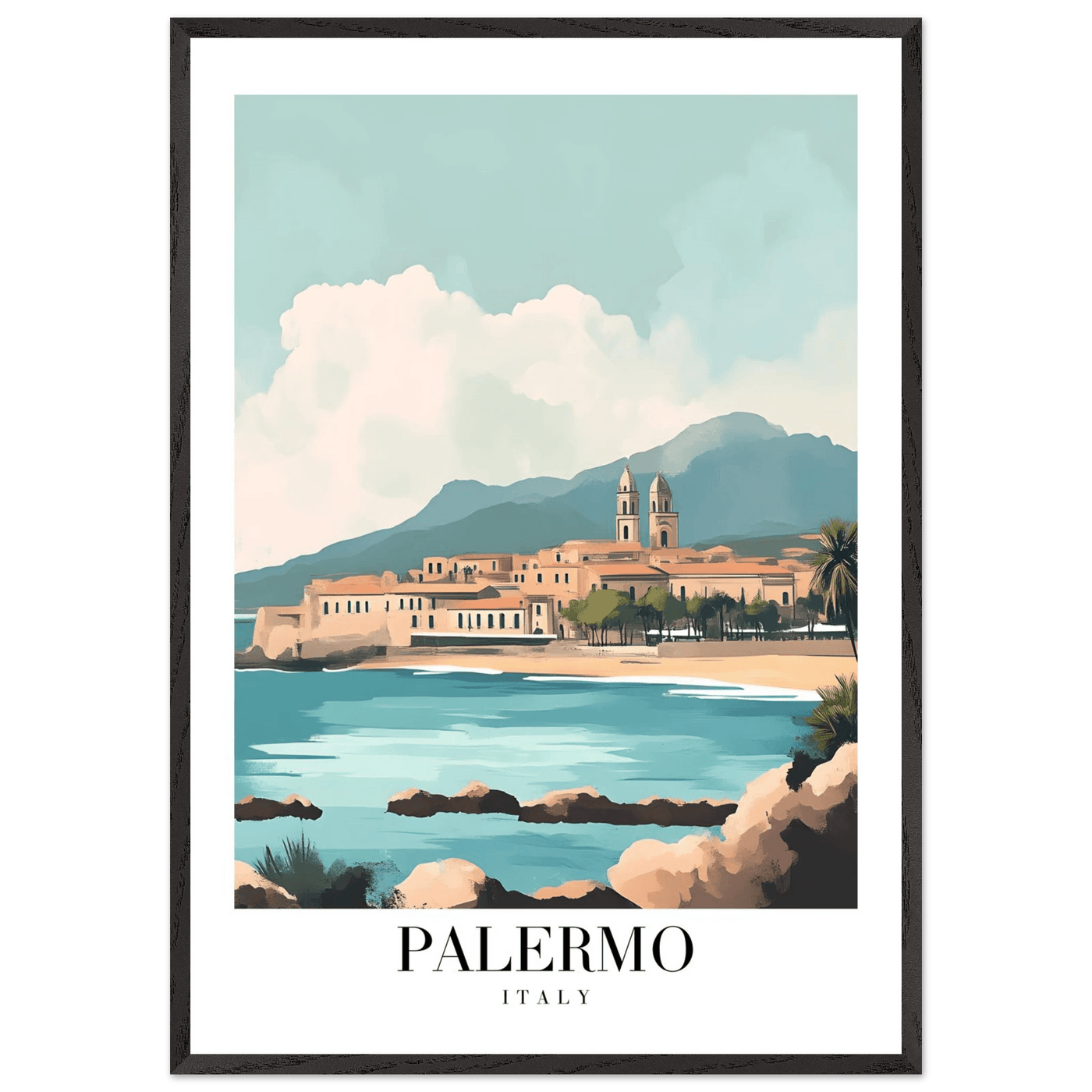 Palermo Italy Framed Poster – Vintage Mediterranean Travel Wall Art in Your Choice of Frame - Vibrantwalls