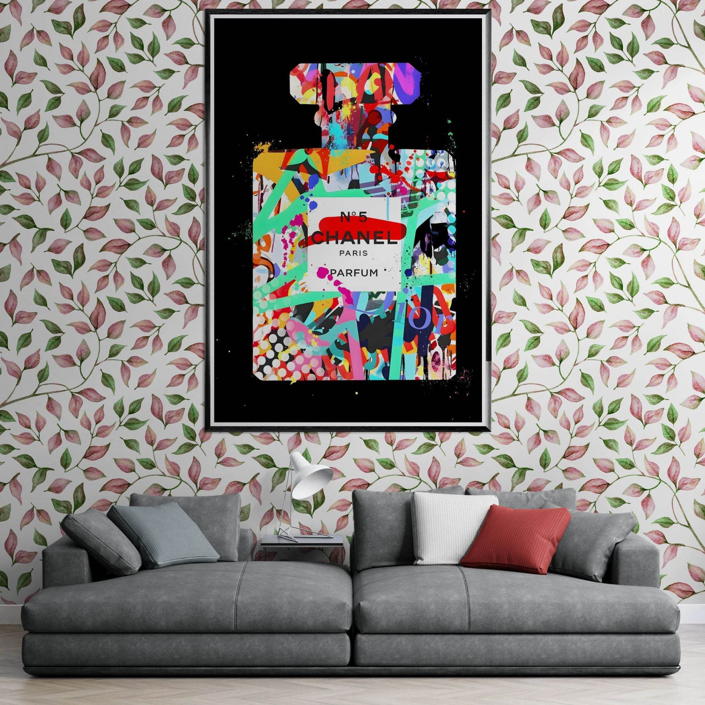 Vibrant Pop Art Chanel No. 5 Perfume Print - Framed & Ready-to-Hang - Vibrantwalls