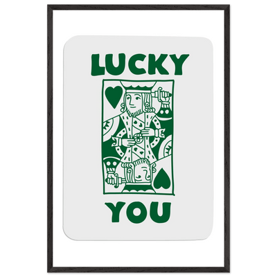 Lucky You Poker King of Hearts Print - Mounted Eco-Friendly Framed Poster Art in Dark Green - Vibrantwalls
