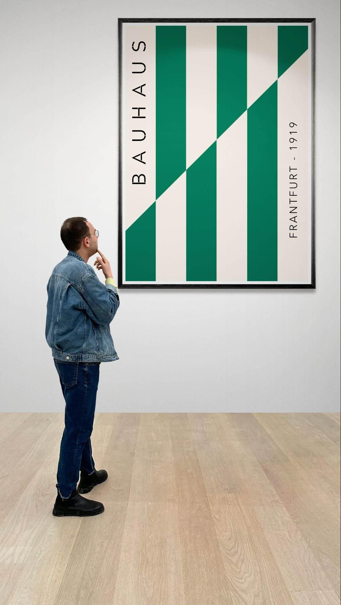 Bauhaus Emerald Green Cream Movement Style Design Wall Art - Vibrantwalls