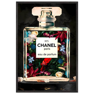 Chanel No. 5 Floral Fantasy Framed Art Print: A Timeless Blend of Iconic Fragrance and Vibrant Botanicals - Vibrantwalls