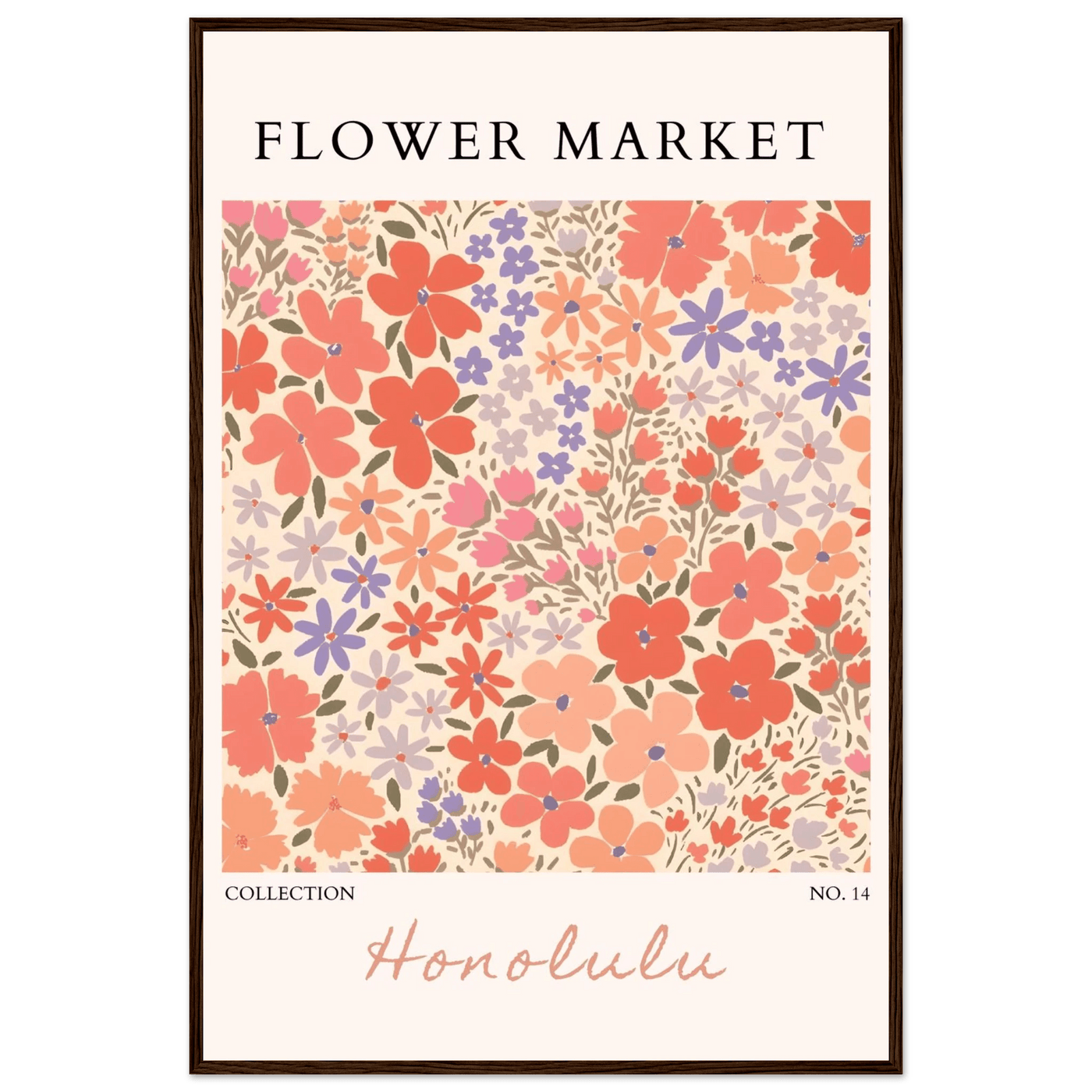 Flower Market Honolulu Framed Poster – Vibrant Floral Art Print | Ready-to-Hang Wall Decor - Vibrantwalls