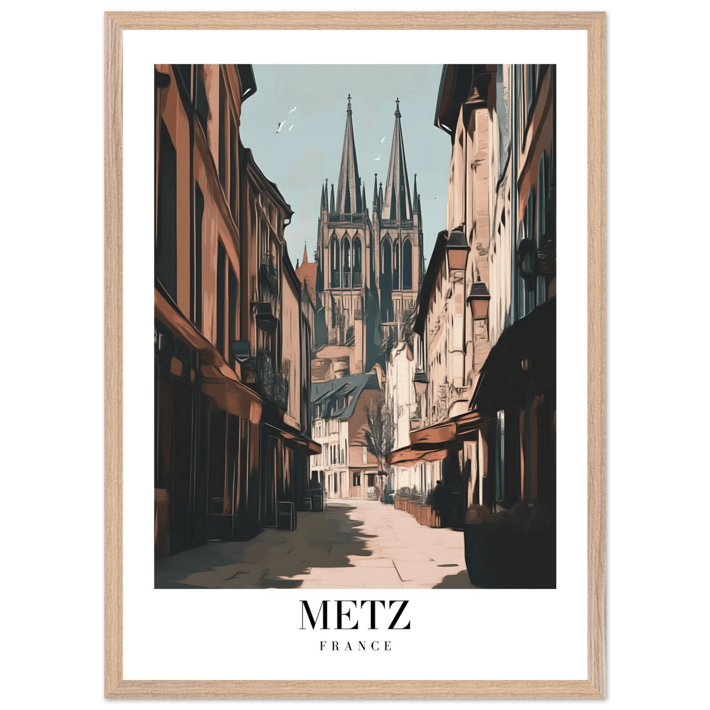 Metz France Framed Poster – Vintage European Cityscape Wall Art with Customizable Wooden Frame - Vibrantwalls