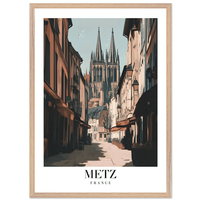 Metz France Framed Poster – Vintage European Cityscape Wall Art with Customizable Wooden Frame - Vibrantwalls