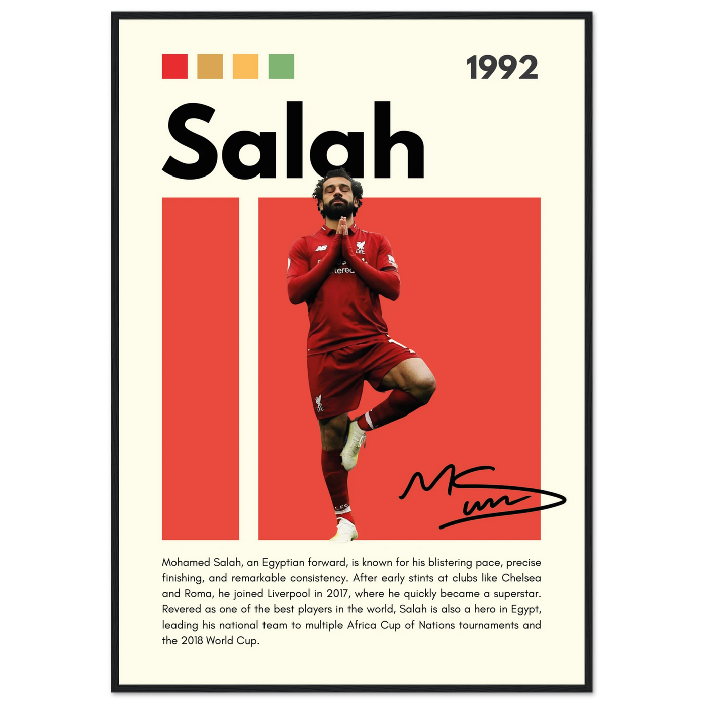 Mohamed Salah Liverpool FC Framed Poster – Iconic Yoga Pose Football Art Print 70x100 cm 28x40″ Black frame Vibrantwalls