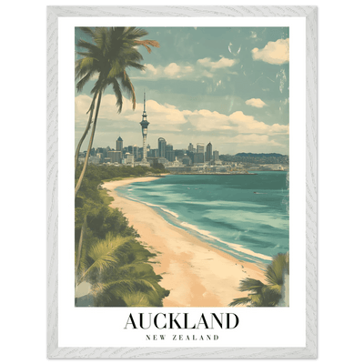 Auckland New Zealand Framed Poster – Vintage Coastal City Travel Wall Art with Wooden Frame Options - Vibrantwalls