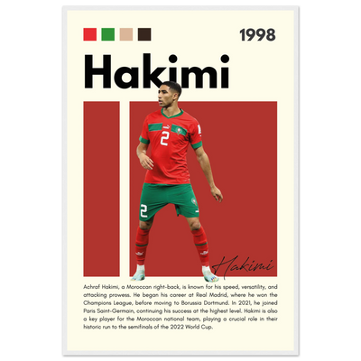 Achraf Hakimi Morocco Framed Football Legend Poster 60x90 cm 24x36″ White frame Vibrantwalls