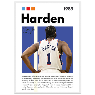 James Harden The Beard Clippers Framed Poster 50x70 cm 20x28″ White frame Vibrantwalls