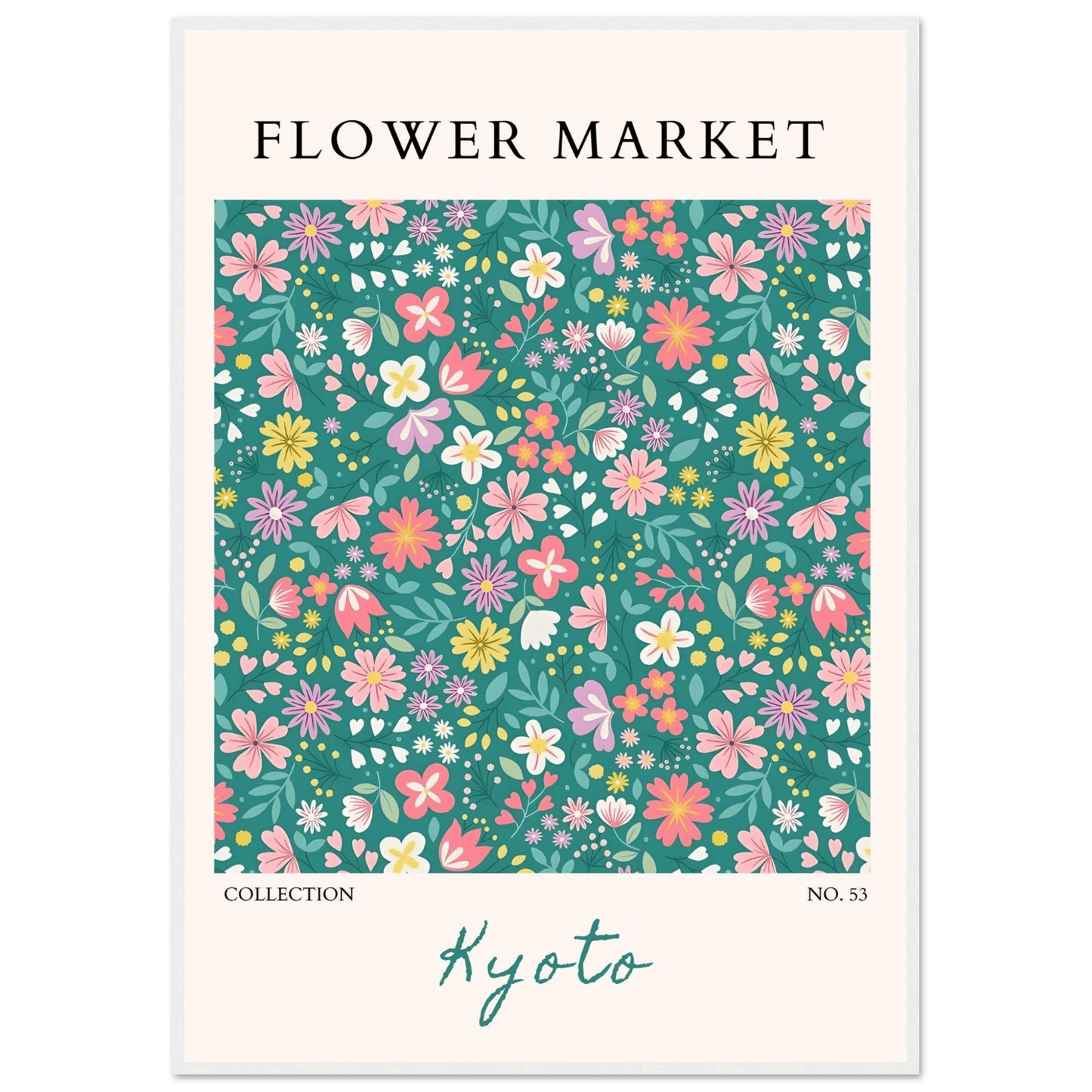 Kyoto Flower Market Whimsical Spring Floral Ready-to-Hang - Wall Art - Vibrantwalls