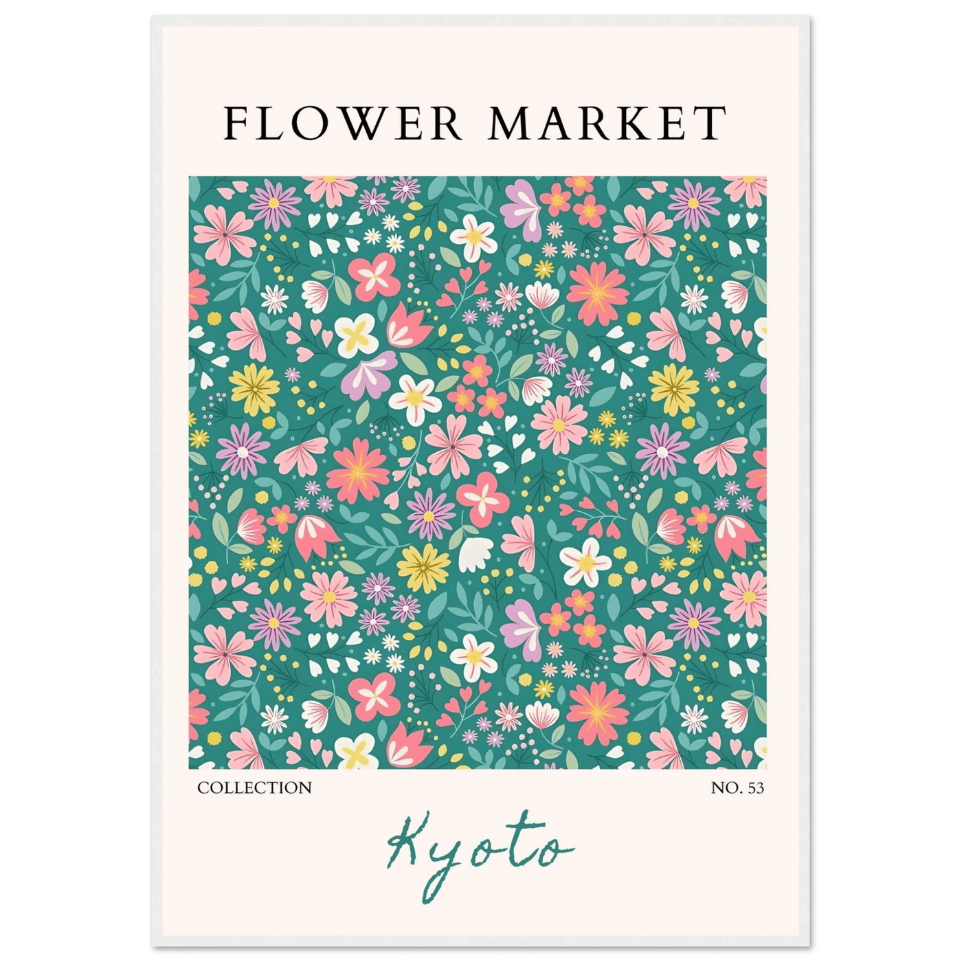 Kyoto Flower Market Framed Poster – Whimsical Floral Art Print for a Touch of Spring | Ready-to-Hang Decor - Vibrantwalls