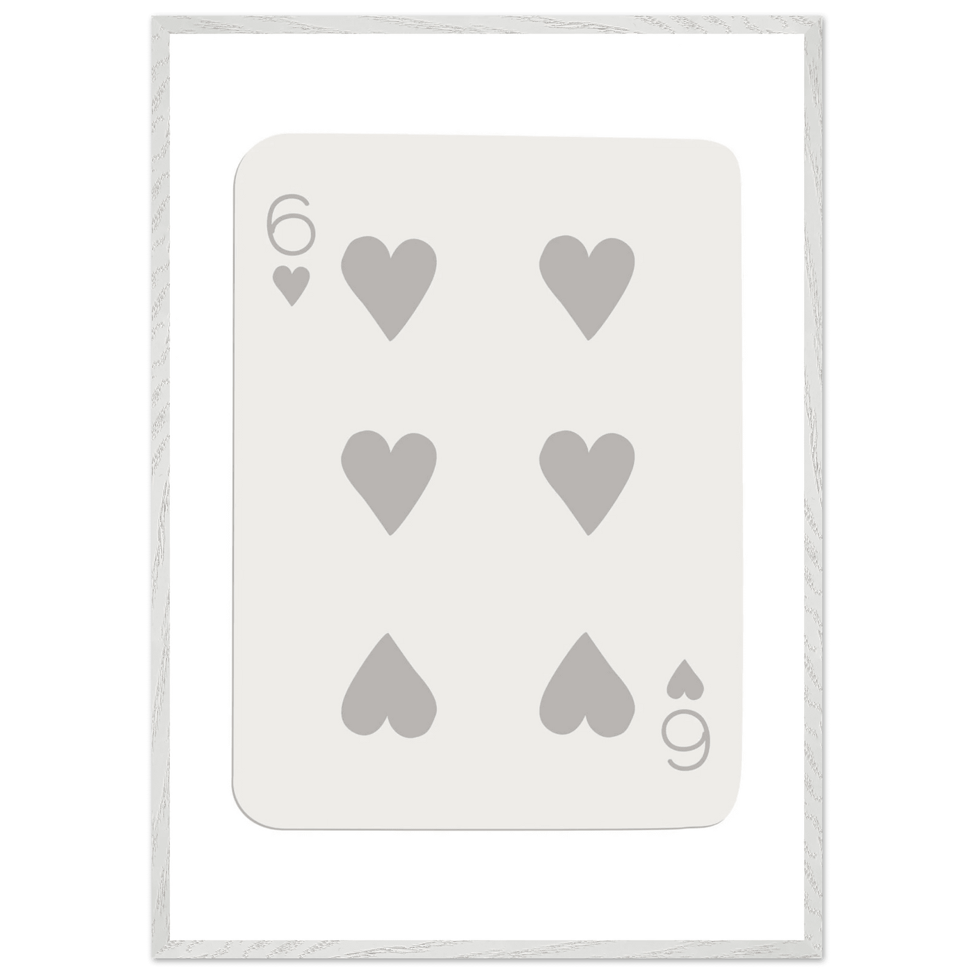 Minimalist Six of Hearts Card Print - Framed Poster Art with Eco-Friendly Wood Frame - Perfect for Modern Decor - Vibrantwalls