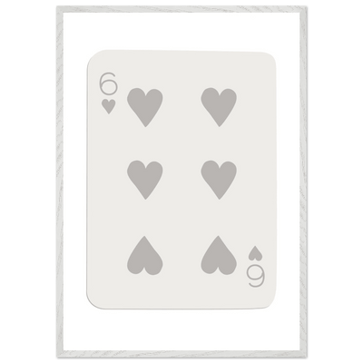 Minimalist Six of Hearts Card Print - Framed Poster Art with Eco-Friendly Wood Frame - Perfect for Modern Decor - Vibrantwalls