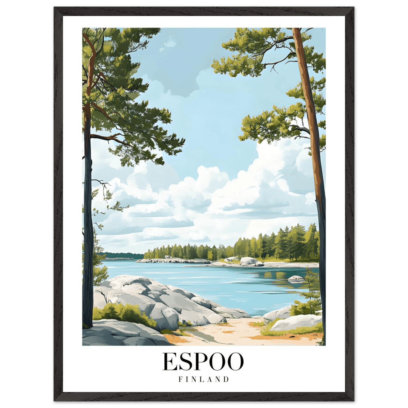 Espoo Finland Framed Poster – Serene Nordic Landscape Wall Art with Wooden Frame - Vibrantwalls