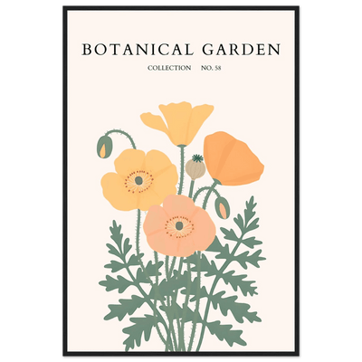 Botanical Garden Poppy Framed Poster – Warm Hues & Nature Art Print | Ready-to-Hang Floral Decor - Vibrantwalls