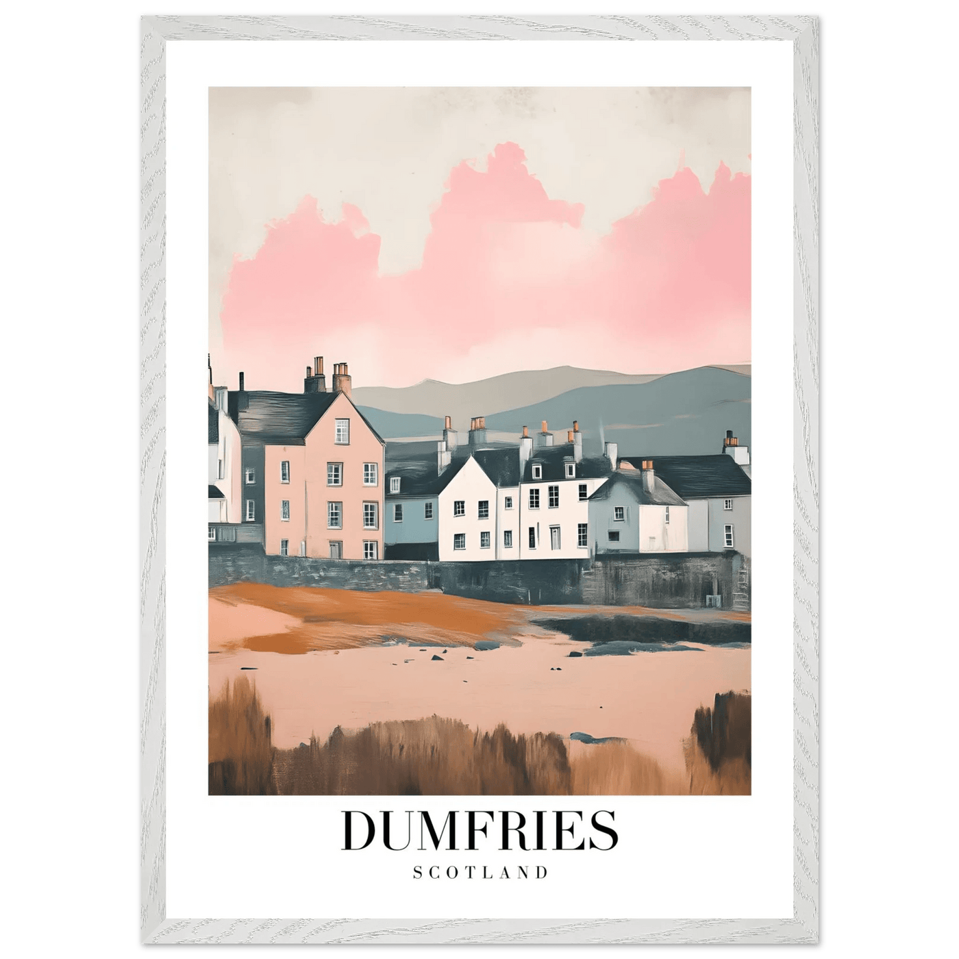 Dumfries Scotland Framed Poster – Pastel-Toned Vintage Travel Wall Art with Wooden Frame - Vibrantwalls