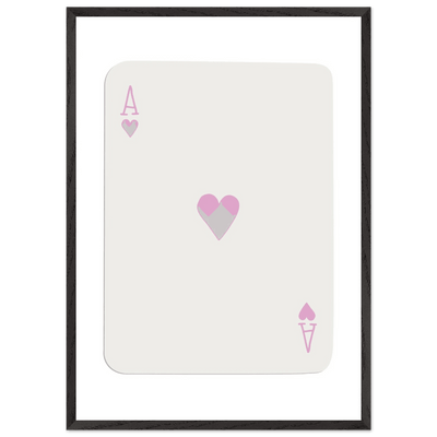 Minimalist Ace of Hearts Poker Card Print - Mounted Framed Poster Art, Eco-Friendly Wood Frame - Vibrantwalls