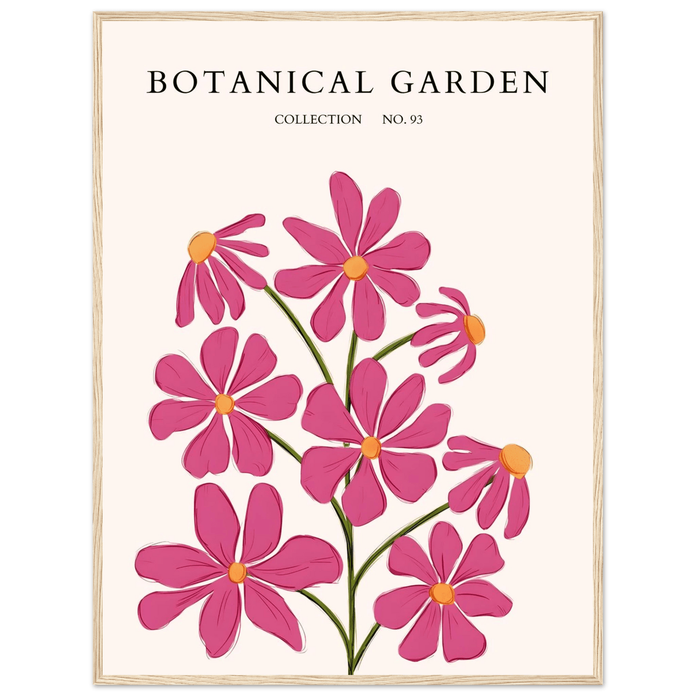 Vibrant Botanical Garden Framed Poster – Pink Cosmos & Abstract Floral Art Print | Ready-to-Hang in Various Sizes - Vibrantwalls