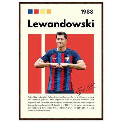Robert Lewandowski FC Barcelona Framed Football Poster A1 (59.4 x 84.1 cm) Dark wood frame Vibrantwalls