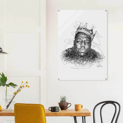 Notorious B.I.G. Scribble Art Acrylic Print – Iconic, Modern, Durable Wall Decor for Any Space - Vibrantwalls
