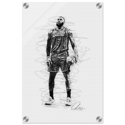 LeBron James Wall Art – Dynamic, Modern NBA Sketch Acrylic Print for Sports Fans - Vibrantwalls