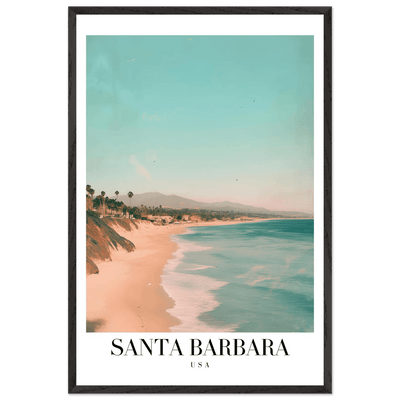 Santa Barbara USA Framed Poster – Pastel Beach Travel Wall Art in Your Choice of Frame - Vibrantwalls