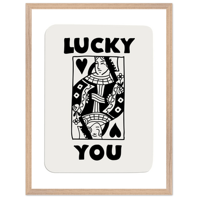 Lucky You Poker Card Queen of Hearts Art Print - Mounted Framed Poster, Eco-Friendly Wood Frame - Vibrantwalls