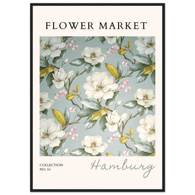 Hamburg 'Flower Market' Framed Poster – Elegant Magnolia & Cherry Blossom Art Print | Ready-to-Hang - Vibrantwalls