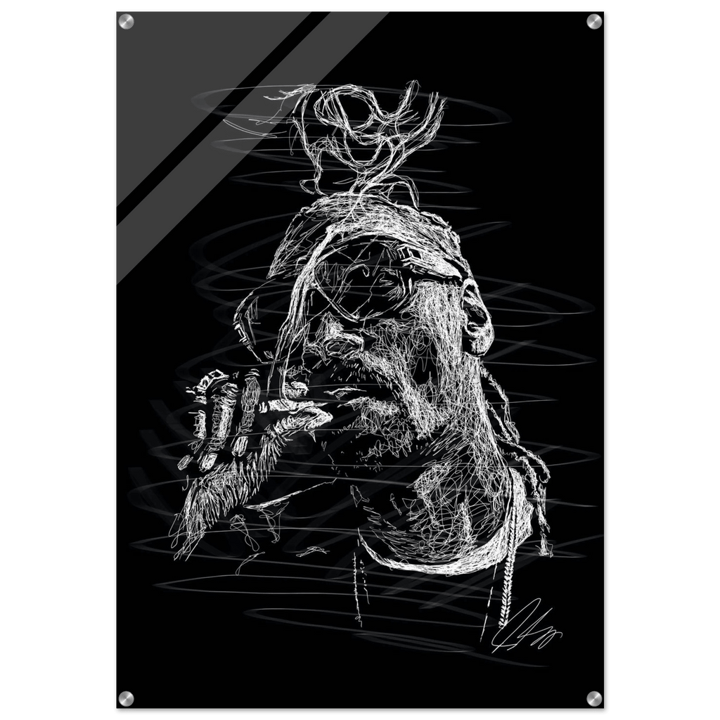 Snoop Dog Acrylic Print - Dynamic Black & White Scribble Art for Stylish Wall Decor - Vibrantwalls