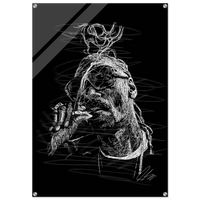 Snoop Dog Acrylic Print - Dynamic Black & White Scribble Art for Stylish Wall Decor - Vibrantwalls