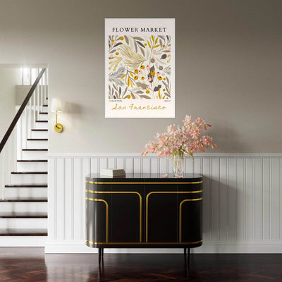 San Francisco Flower Market Collection Framed Poster – Botanical Golden Hues & Abstract Art Prints | Ready-to-Hang - Vibrantwalls