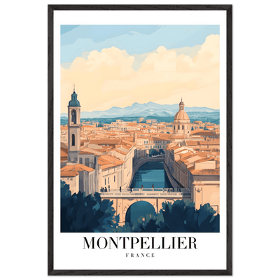 Montpellier France Framed Poster – Vintage Travel Wall Art with Wooden Frame - Vibrantwalls