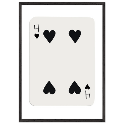 Minimalist Four of Hearts Poker Card Print - Mounted Framed Poster Art, Eco-Friendly Wood Frame - Vibrantwalls