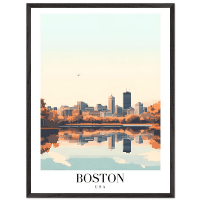 Boston Cityscape Framed Poster – Modern Travel Wall Art with Wooden Frame & Multiple Sizes - Vibrantwalls