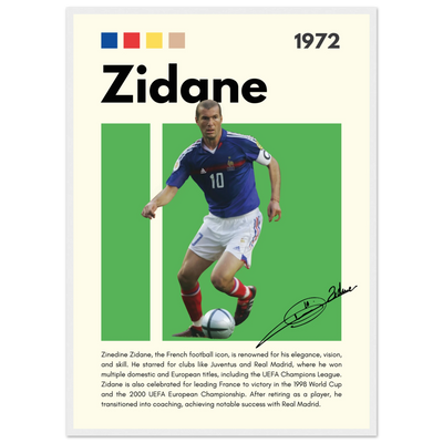 Zinedine Zidane Football Legend Framed French Poster 50x70 cm 20x28″ White frame Vibrantwalls
