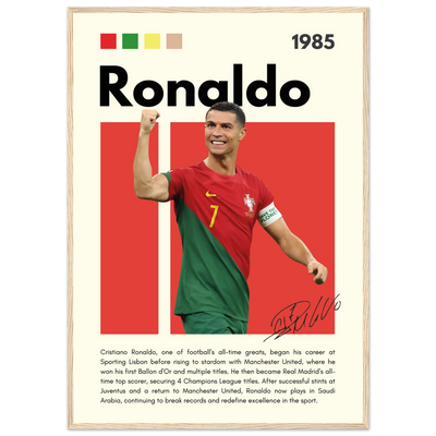 Cristiano Ronaldo Portugal Soccer Framed Football Poster A1 (59.4 x 84.1 cm) Wood frame Vibrantwalls