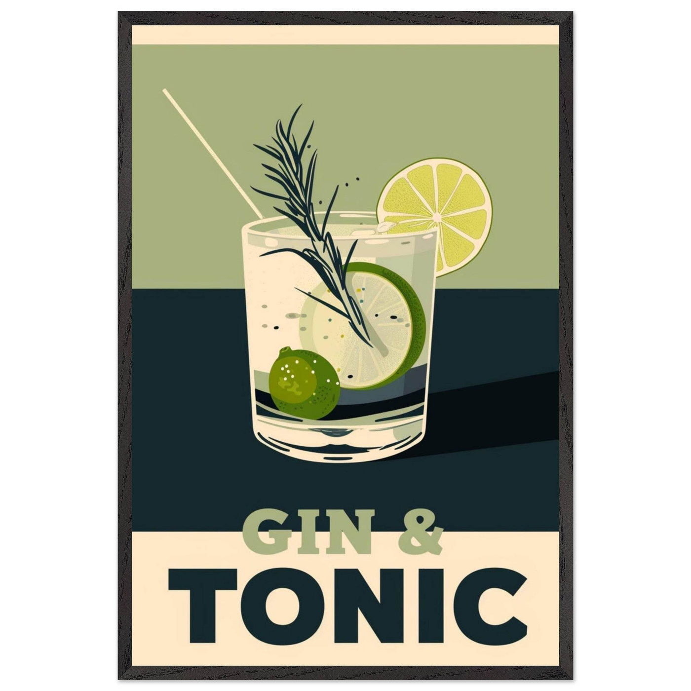 Gin Tonic Cocktail Recipe Contemporary Bar Poster - Vibrantwalls