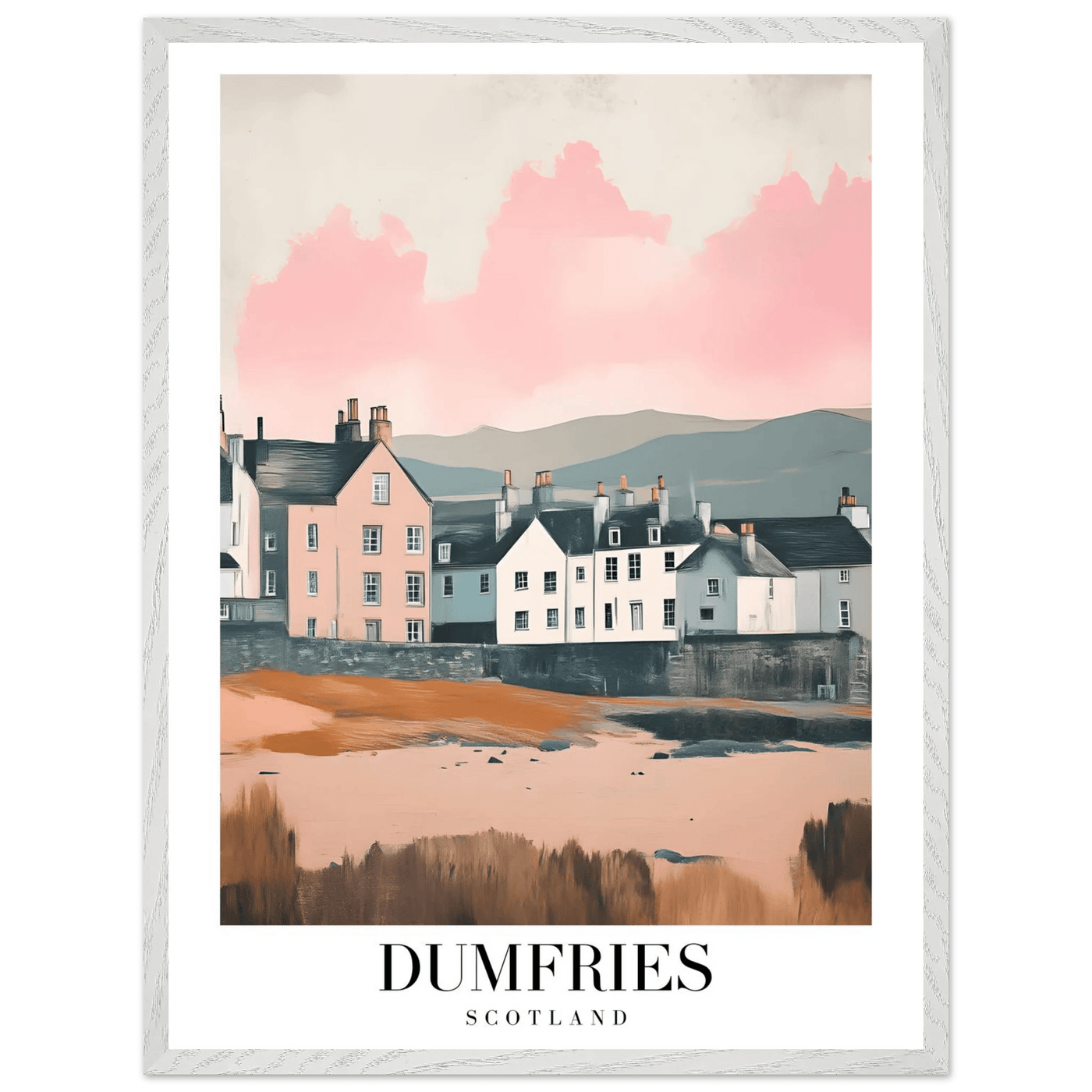 Dumfries Scotland Framed Poster – Pastel-Toned Vintage Travel Wall Art with Wooden Frame - Vibrantwalls