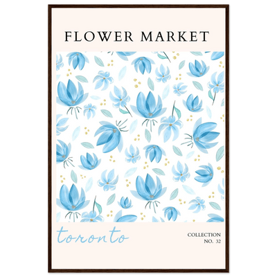 Toronto Flower Market Wall Art – Delicate Blue Floral & Gold Dot Prints | Framed & Ready-to-Hang - Vibrantwalls