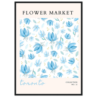 Toronto Flower Market Wall Art – Delicate Blue Floral & Gold Dot Prints | Framed & Ready-to-Hang - Vibrantwalls